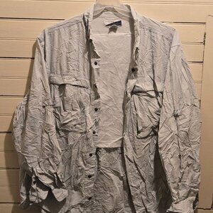 ExOfficio Shirt Mens XXL Marine Check Light Blue Long Sleeve InsectShield Nylon